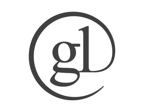 GL logo from two letter with circle shape email sign style. G and L round l.. Stock Illustration