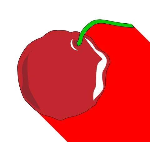 Glace Cherry With Shadow Stock Illustration