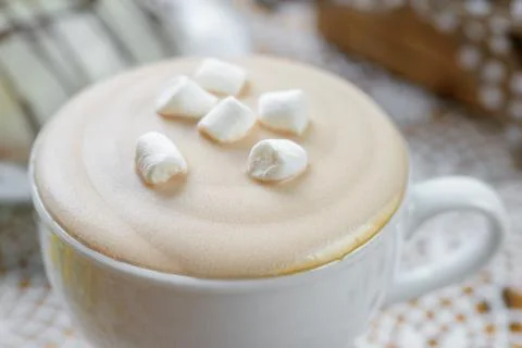 Glace coffee with marshmallows Stock Photos
