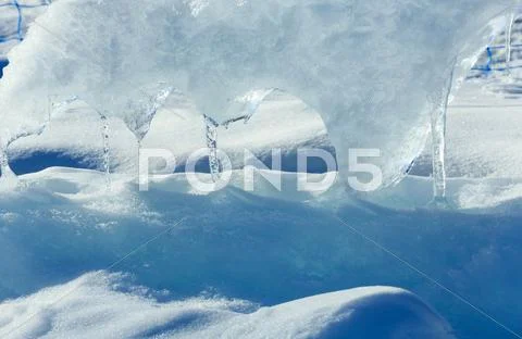 Glacial Block Of Ice Closeup.