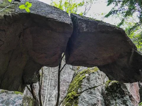 Glacial erratic stone formation in Rantasalmi, Finland Stock Photos