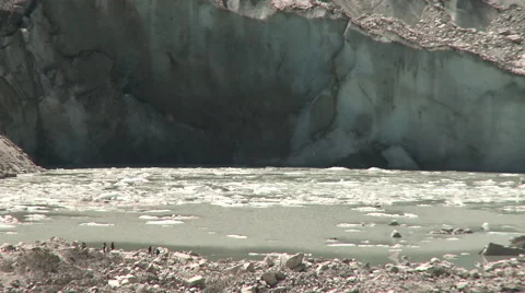 Glacial Ice Face &amp; Lake Stock Footage 40841463