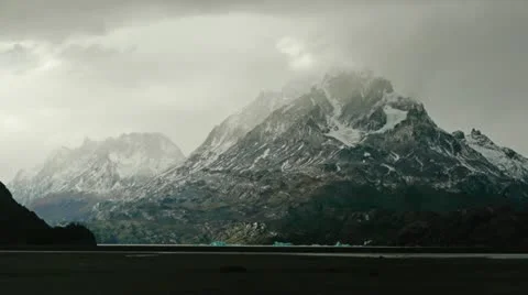 Glacial ice flowing down Lago Grey in Torres del Paine timelapse Stock Footage 12468230