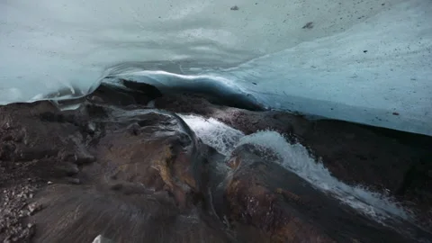 Glacial melting water stream inside the... | Stock Video | Pond5