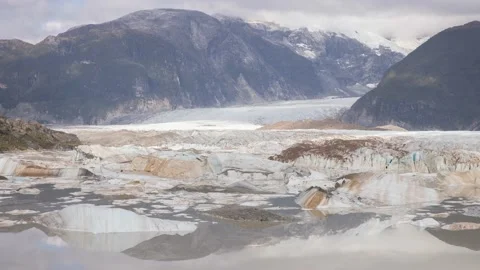 Glaciar Exploradores Glacier Reflections, Ice Chunks Timelapse, Patagonia, Chile Stock Footage 209206901