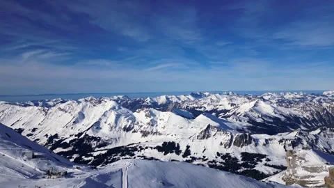 Glacier 3000 with cable car station and Peak Walk suspension bridge. Stock Footage 303445557