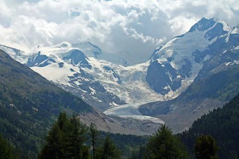 The glacier and the clouds Stock Photos