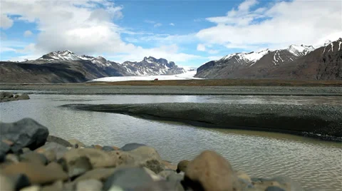 Glacier and river landscape Stock Footage 35130229