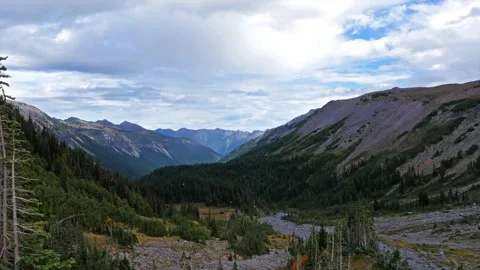 Glacier Basin Trail, Mount Rainier National Park  Scenic Valley Hike with Mounta Stock Footage 332144657
