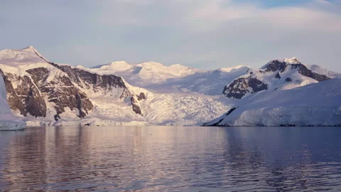 Glacier Between Snow Covered Antarctic Peaks Stock-Footage 335080664