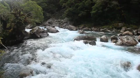 Glacier Blue Mountain River Stock Footage 48623489