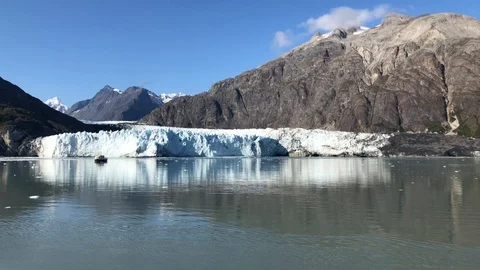 Glacier with Boat in Ocean Stock Footage 116376992