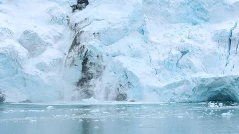 Glacier Collapse Snow Falling Climate Change Global Warming Antarctica Stock Footage 277920341