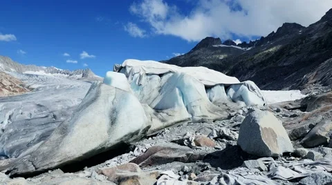 Glacier covered with protection planked to stop melting process Stock Footage 64541271
