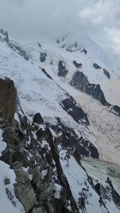 Glacier des Bossons and Glacier du Taconnaz in the Mont Blanc massif, French Alp Video stock 284452853