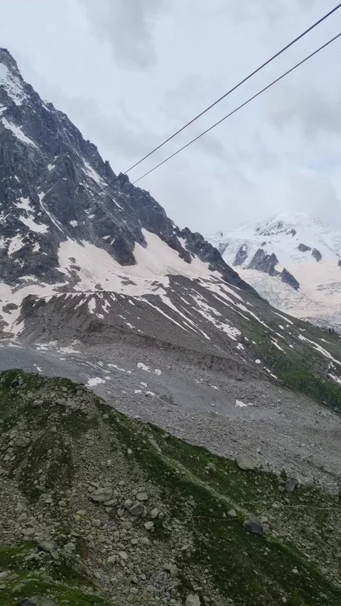 Glacier des Bossons. This ice formation is location in Chamonix, France  Stock Footage 284452860