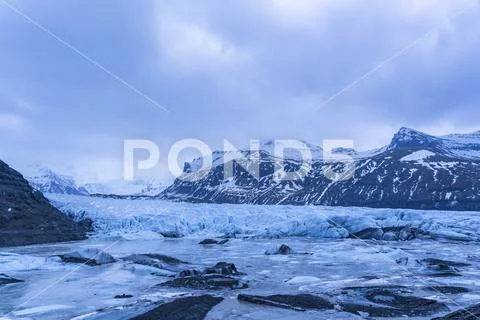 Glacier at dusk on the South shore of Iceland,Iceland Stock Photos