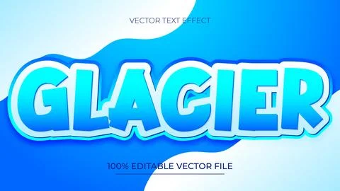 Glacier editable text effect template With Winter Christmas Theme Illustrazione stock