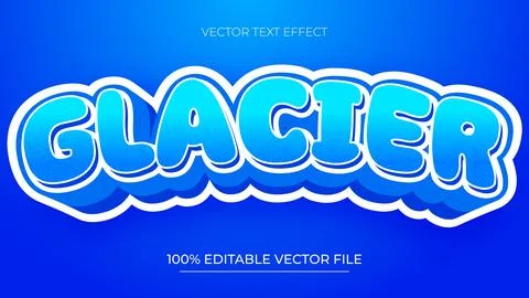 Glacier editable text effect template With Winter Christmas Theme Illustrazione stock