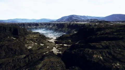 Glacier epic mountain formations under dark clouds 스톡 일러스트