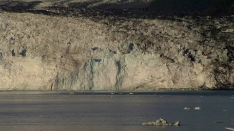 Glacier Face To Mountain Sea Setting Stock-Footage 846229