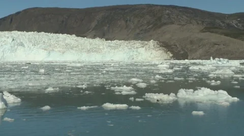 Glacier front moraine floating ice Greenland Arctic Climate change Video stock 59997190