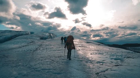 Glacier hike in Iceland at Vatnajokull National Park Stock Footage