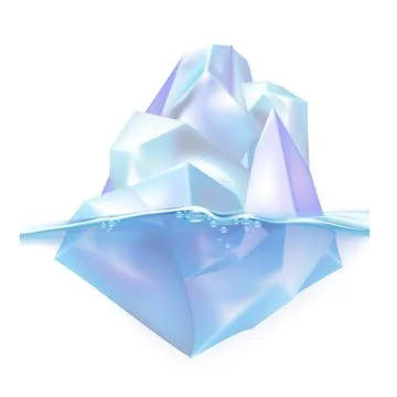 Glacier Iceberg Float On Ocean Water Waves Vector Stock Illustration
