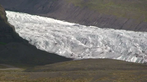 Glacier inside the valley - summer glacier view Stock Footage 37892850