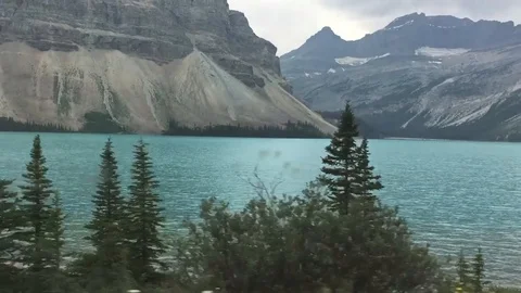Glacier lake drive by Stock Footage 93688314