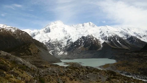 Glacier Lake Under Mountain in New Zealand Video stock 101264103