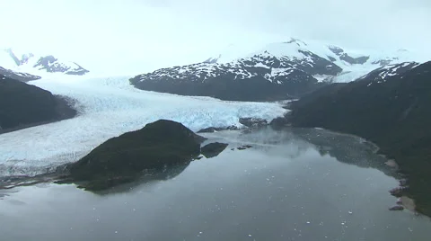 Glacier, Land of Fire, aerial shot Stock Footage 48294167