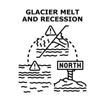 Glacier melt causing climate change and sea level rise Stock Illustration