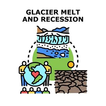 Glacier melt consequences and global climate change impact Stock Illustration