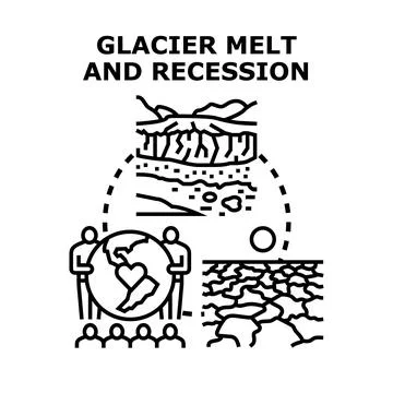 Glacier melt consequences and global climate change impact Stock Illustration