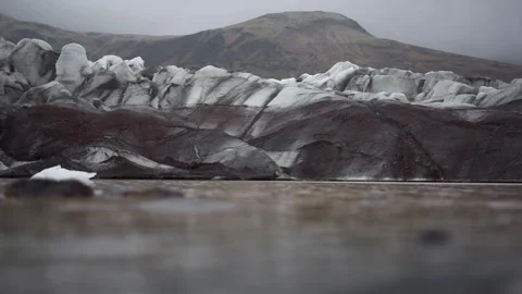 Glacier melting in Iceland, blue ice view Stock Footage 256985553