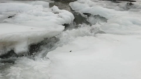 Glacier melts high in the mountains Stock Footage 148471182