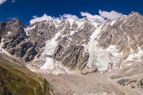 Glacier with mountain backdrop Stock Photos