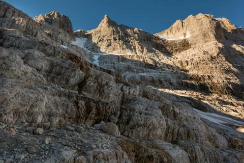 Glacier mountain valley. Stock Photos