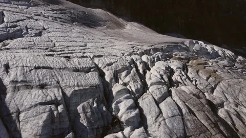 Glacier in mountains close up aerial Stock Footage 255026558