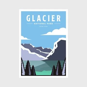 Glacier National Park poster vector illustration design Ilustración de archivo
