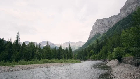 Glacier National Park River Tracking Shot Stock Footage