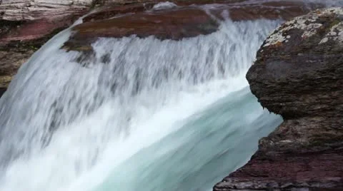 Glacier NP Waterfall CU Stock Footage 18091073