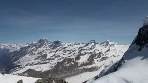 Glacier panorama motion view at Ski Paradise Matterhorn Stock Footage 37736802