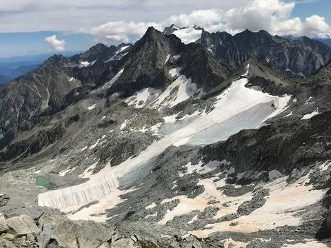 The glacier protected by sheets Stock Photos