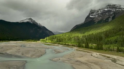 Glacier river with mountians 1 Stock Footage 256941825