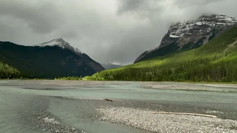 Glacier river with mountians 2 Stock Footage 256941846