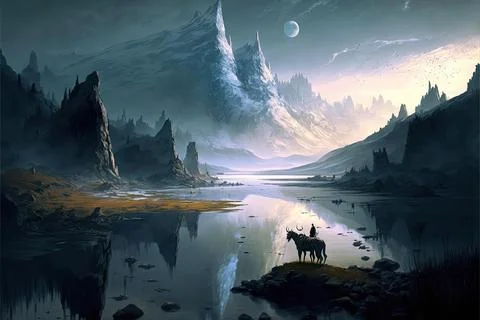 A Glacier In A Savannah Stock Illustration