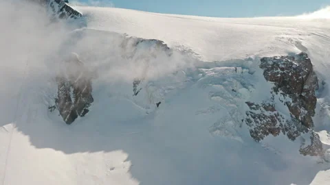 Glacier Seracs and Towering Icefall Near Matterhorn Glacier Paradise, Zermatt Stock Footage 342490416