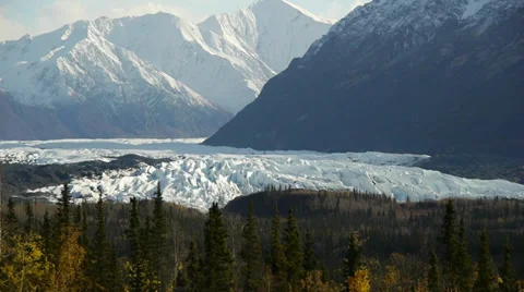 Glacier with Snowy Mountains Stock Footage 38112561